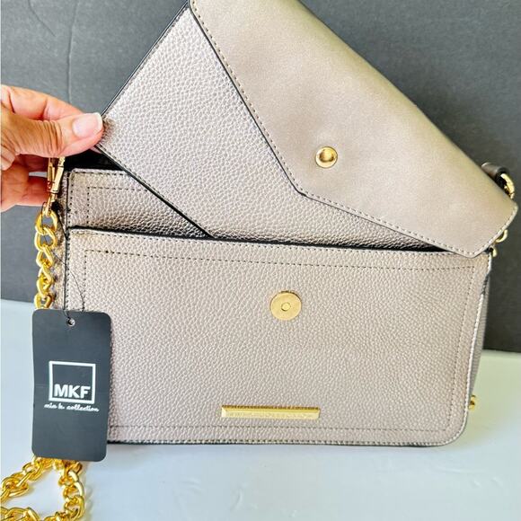 MKF Collection Pewter Crossbody Envelope Clutch Pouch Vegan Leather Crossbody - Picture 9 of 16